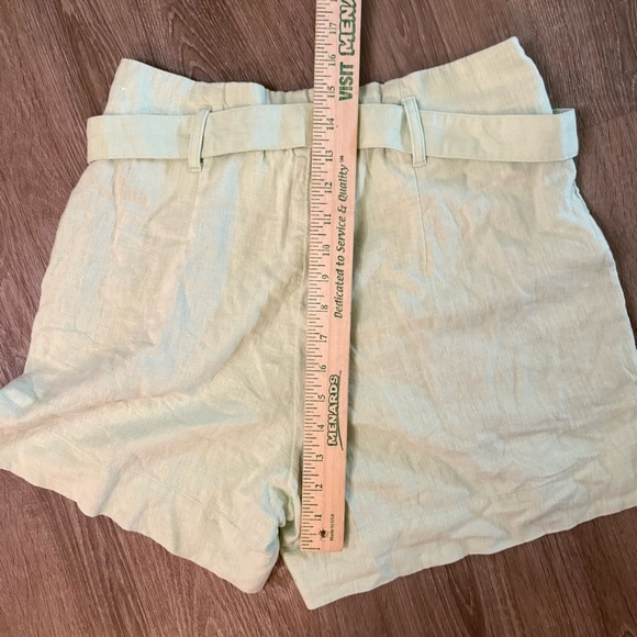 Abercrombie & Fitch High Rise Linen Blend Shorts Sz M Light Sage Green Pistachio - Picture 9 of 11